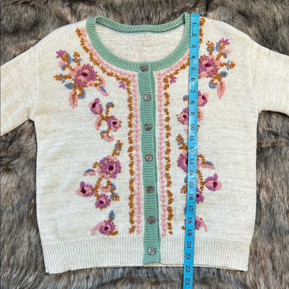Sundance Wool Embroidered Floral Avie Cardigan Women’s Small - Picture 6 of 9